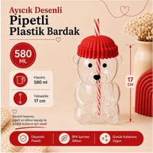 Bulut Plastik Ayıcıklı Bearista Bardağı Silikon Kapaklı Suluk