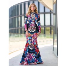 Crystalia Inci Işlemeli Balık Model Desenli Abiye Elbise