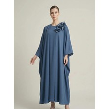 Crystalia Omuz Detaylı Indigo Mavi Abaya - Şık Davet ve Gece Elbisesi