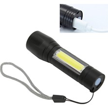 Kenly USB Şarjlı Mini El Feneri Cob LED Zoomlu Su Geçirmez Güçlü Işıldak Kamp Acil Durum Outdoor El Feneri