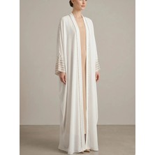 Crystalia Önü Açık Boncuk Işlemeli Uzun Kaftan Abiye Dış Giyim