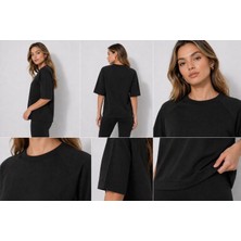 Olleo Kadın Siyah Kısa Kollu Modal Tshirt