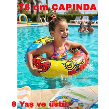 🌊 Neşeli Dünyam Hayvan Desenli Çocuk Deniz Simidi (76 cm Çapında) 8 Yaş ve Üstü - Altis A400