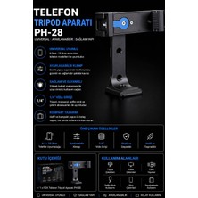 Pdx Telefon Tripod Aparatı Ph-28 | Universal | Ayarlanabilir