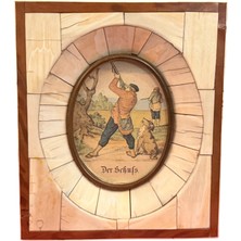 TT 14,5 cm  x 12,5 cm Ölçülerinde Fransız Kemikten Çerçeveli Duvar Süsü