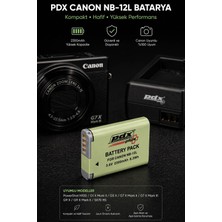 Pdx Canon NB-12L Batarya | Kompakt | Canon Uyumlu