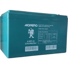 Monero 12V-14 Amper Yatık  E-Bıke Akü- Yeni Tarihli Ebatlar: 150X101X99MM