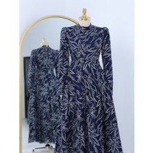 Moda Morfo Yapıştırma Taş Detaylı Simli Astarlı Tül Abiye -Laci