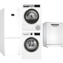 Bosch 4'lü Beyaz Eşya Seti KGN55CWE0N-WGA25202TR-WQG25201TR-SMS4IKW62T / Buzdolabı-Çamaşır Mak-Kurutma Mak-Bulaşık Mak