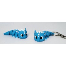 3D Baskı Zamanı Hareketli Mavi Bebek Ejderha Figürü - Eklemli Kawaii Ejderha Anahtarlık ve Kişiye Özel Renkli Çanta Aksesuarı