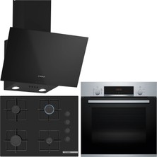 Bosch Inox/siyah Ankastre Set HBF534ES3T-POP7C6P30O-DWK63PJ60T