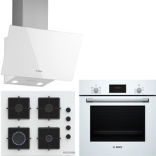 Bosch Beyaz Ankastre Set HBF512BW1T - POP6C2P30O - DWK63PJ20T