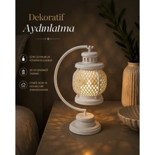 Raintech Dekoratif Askılı Fener Mumluk - Rustik Masa Üstü LED Mumlu Gece Lambası - 17CM