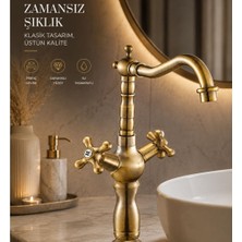 Sipahi Marble Antik Çanak Lavabo Bataryası - Çift Kollu Modern
