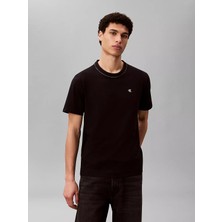Calvin Klein Erkek Regular Fit Ck Logo Işlemeli Yuvarlak Yakalı Pamuklu Kısa Kollu Siyah T-Shirt LV04LF223G-UB1