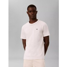 Calvin Klein Erkek Regular Fit Ck Logo Işlemeli Yuvarlak Yakalı Pamuklu Kısa Kollu Beyaz T-Shirt LV04LF223G-GNA