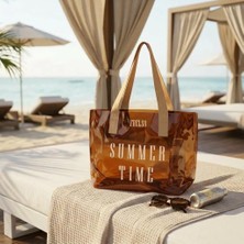 Frelso Şeffaf Plaj Çantası Baskılı Kadın Beach Bag