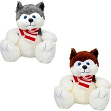 Sunman Puffy Friends YF3684 Pelüş Köpek Oturan Husky Atkılı 30 cm