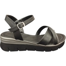 Taşçı Ayakkabı Ventes 5812004Z Kadın Günlük Taş Işlemeli 4 cm Topuk Boyu Tek Bant Sandalet