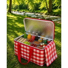Pixue 25 L Pötikare Termal Piknik Çantası & Pötikare Örtü Seti Tam Piknik Seti 160X160 cm Pötikareli Kırmızı Beyaz Piknik Örtüsü