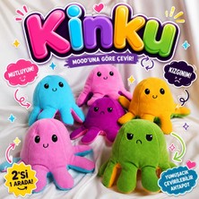 Kinku Mod Değiştiren Çift Yüzlü Sevimli Canlı Renkler Peluş Ahtapot Yastık & Uyku Arkadaşı & Oyuncak karışık 1 adet