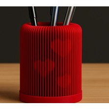 3D Baskı Zamanı Romantik Kalp Desenli Masaüstü Kalemlik - 3D Tasarım Kırmızı Dekoratif Ofis Organizer & Sevgililer Günü Hediyesi Estetik Fırçalık