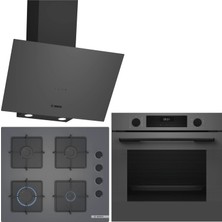 Bosch Antrasit Gri Ankastre Set HUA717BN0T-POP6C9P30O-DWK64PJ70T / Buhar Destekli Ankastre Fırın