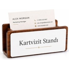 Hediye Vakti Kişiye Özel Ahşap Masaüstü Kartvizitlik Standı - Ofis Hediyesi
