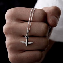Ebrar Silver Gümüş Uçak Kolye 925 Ayar Gümüş Mini Uçak Figürlü Unisex Kolye