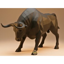 3D Baskı Zamanı Modern Siyah Boğa Heykelcik - Finans ve Borsa Temalı Masa Üstü Biblo