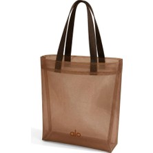 Abnturk 38X37 cm Ölçüsünde Kahverengi Şeffaf File Plaj ve Alışveriş Çantası