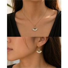 Mandalinsa Set Kolye Küpe Yelpaze Model