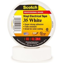 3m Scotch 35 Vinil Elektrik Bandı Beyaz 19 mm x 20 M 3m (10\'lu)