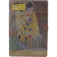 Gıpta Art Master Defter Çizgili Iplik Dikişli Sert Kapak 120 Yaprak Ajanda 17X24 cm - Gustav Klimt 1908 The Kiss Belvedere Museum Vienna Viyana Öpücük Tablosu