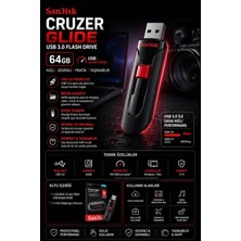 Sandisk Cruzer Glide USB Flash Bellek 64GB | USB 3.0 | Hızlı Veri Aktarımı