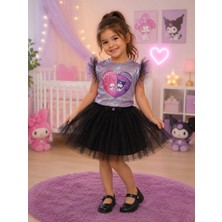 Baby Clime, Kız Çocuk Kuromi My Melody Baskılı Tütülü Kabarık Parti Elbisesi Doğum Günü Kostümü