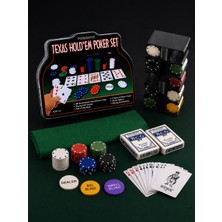 Biton Toptan Profesyonel Texas Poker Seti 200 Chip - 2 Deste Iskambil Kart - Keçe Masa Örtüsü - Metal Kutu