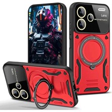 Mudanis Xiaomi Redmi Note 13 Pro Plus Joy Lens Standlı Kapak - Kırmızı