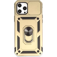 Uslucan Alışveriş Apple iPhone 12 Pro Max Kılıf Pars Lens Yüzüklü Silikon - Gold