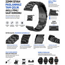 onlinekordon Welder 22MM Uyumlu Siyah Paslanmaz Çelik Saat Kordonu Akıllı Pimli Metal Saat Kayışı