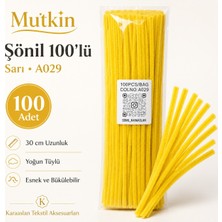 A029 Mutkin Şönil Tel 100 Lü Sarı Renk 30 cm Yoğun Tüylü Hobi Çubuğu El İşi Sanat Okul Etkinlik DIY Çubuk Tel