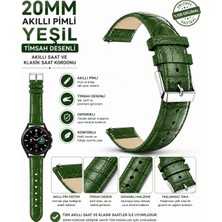onlinekordon 20MM-22MM Yeşil Krokodil Baskılı Deri Saat Kordonu Akıllı Pimli 46MM Saat Uyumlu Kayış
