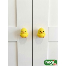 HegiCo Sarı Renkli Civciv Kulp Örgü Desen Tekli Çocuk Odası Kulpları Dayanıklı ve Eğlenceli