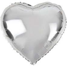 BenimMarifetlerim Gümüş Kalp Folyo Balon 18 Inch 45 cm x 45 cm