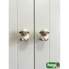 HegiCo Kuzu Kulp Örgü Desen Tekli Kulplar - Beyaz Renkli Dayanıklı Malzeme ile 4x4x5 cm Ölçüler
