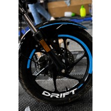 Banxtre Mondial Drift-L Için Açık Mavi Renk Yarım Jant + Drift Yazı Sticker Seti (4 Janta Yeter)
