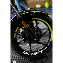 Banxtre Mondial Drift-L Için Neon Sarı Renk Yarım Jant + Drift Yazı Sticker Seti (4 Janta Yeter)
