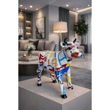 Pop Art & Modern Renkli Dekoratif Inek Biblo – Renkli Modern Ev Aksesuarı