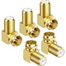 Derwell 5 Adet Gold L Tipi Konnektör Fiş Çevirmeli 90 Derece Adaptör Uydu Anten Cihaz Girişi Metal Vidalı Konnektör Koaksiyel Tv Uydu Kablosu