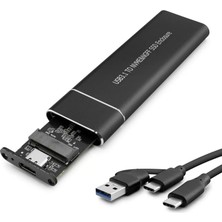 Uravas Store SSD Kutu Type-C 3.1 + Usb3.0 Nvme M2 Chıp JMS581D Siyah HDX1769